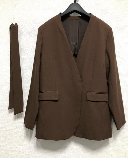 新品☆LL♪茶系♪ロング丈おしゃれセットアップ♪お仕事・通勤〇D360