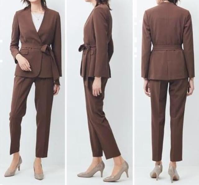 新品☆LL♪茶系♪ロング丈おしゃれセットアップ♪お仕事・通勤〇D360