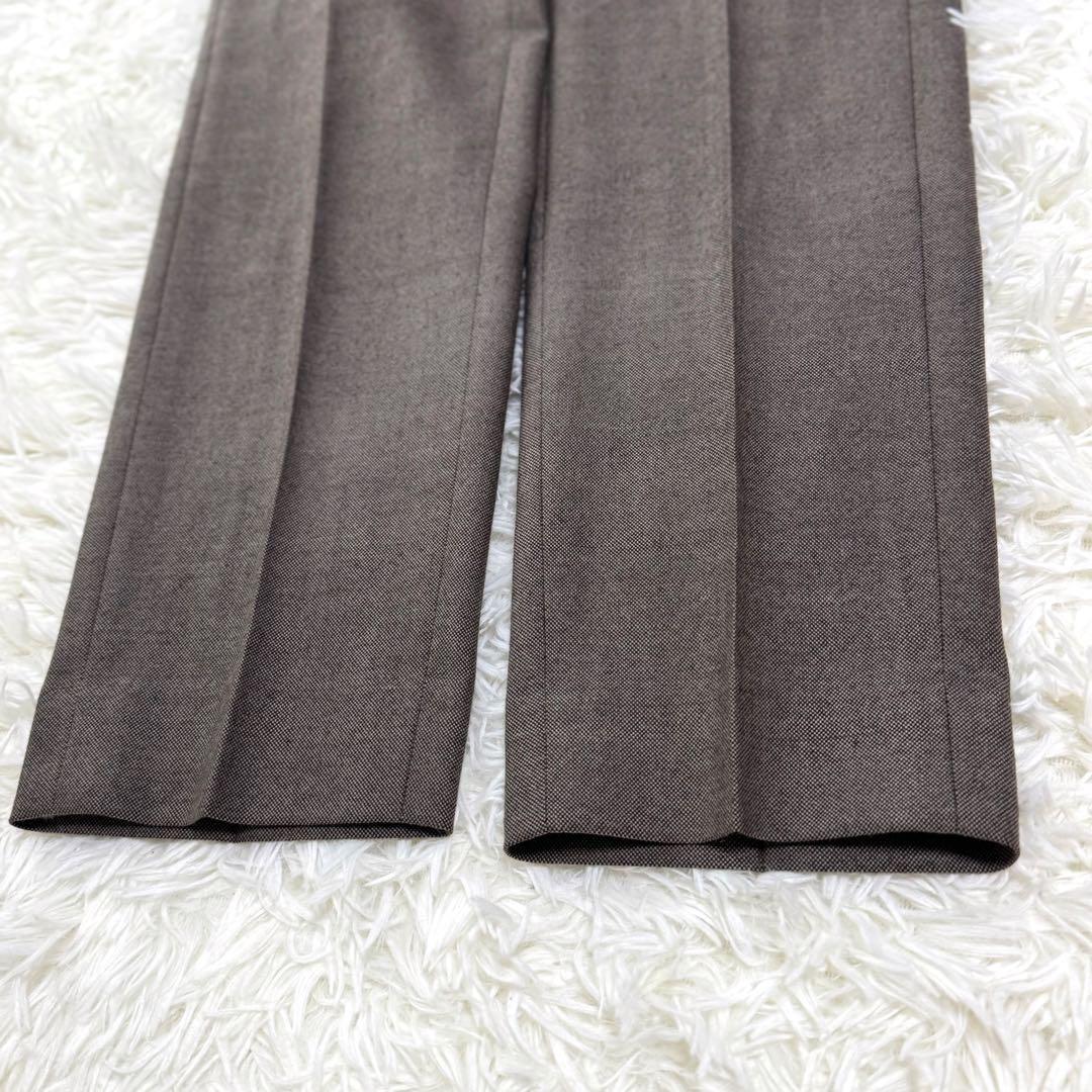 【極美品】現行 近年 スーツスクエア パンツスーツ ノーカラー 上下セット 茶