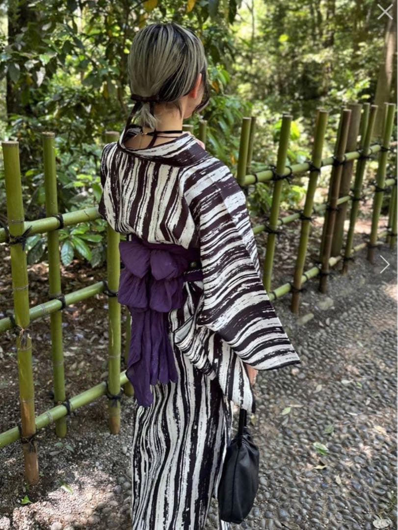 購*ん様 浴衣2点セット　オリジナルペイント柄浴衣+兵児帯