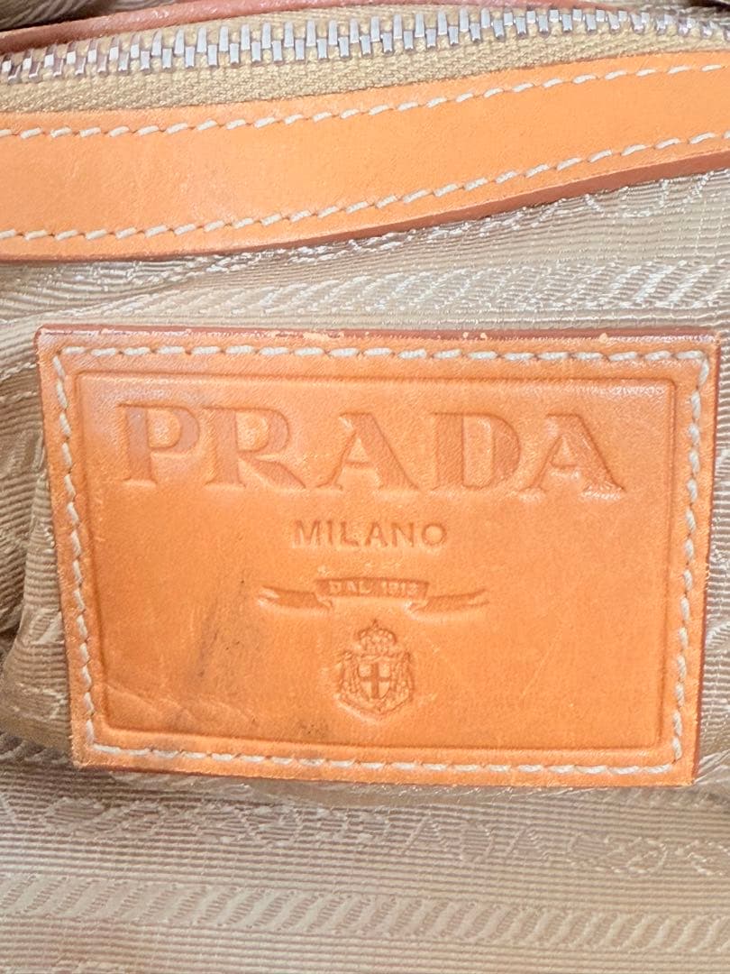 プラダ ジャガード レザー　ボストンバックハンドバッグ　鍵付 ロゴ刺繍