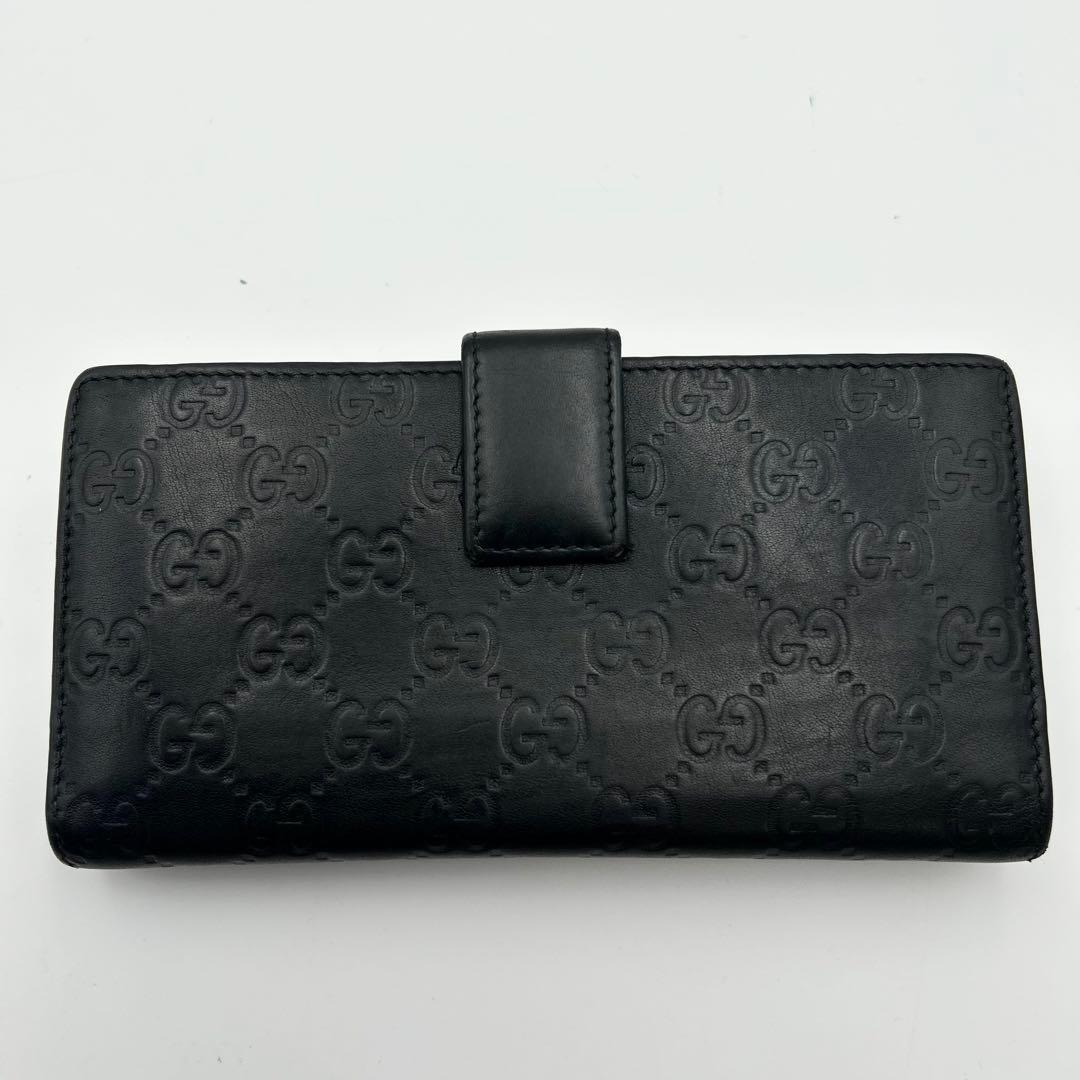 箱付✨ グッチ 長財布 シマ GG レザー ブラック メタルロゴ GUCCI