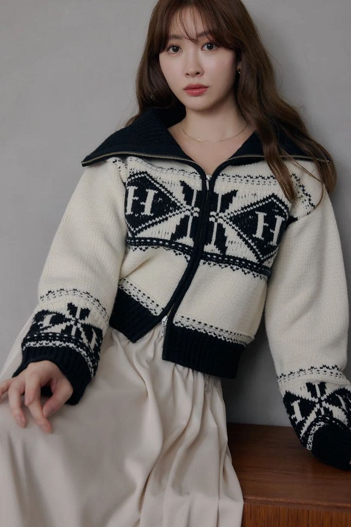 トップス her lip to H Nordic Knit Zip Jacket