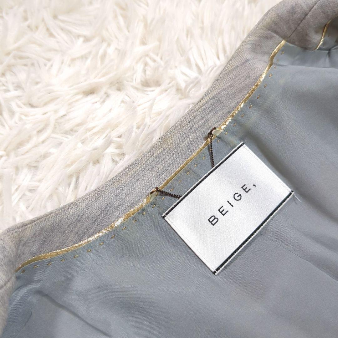 BEIGE, 0 CINDY ノーカラージャケット セットアップ グレー