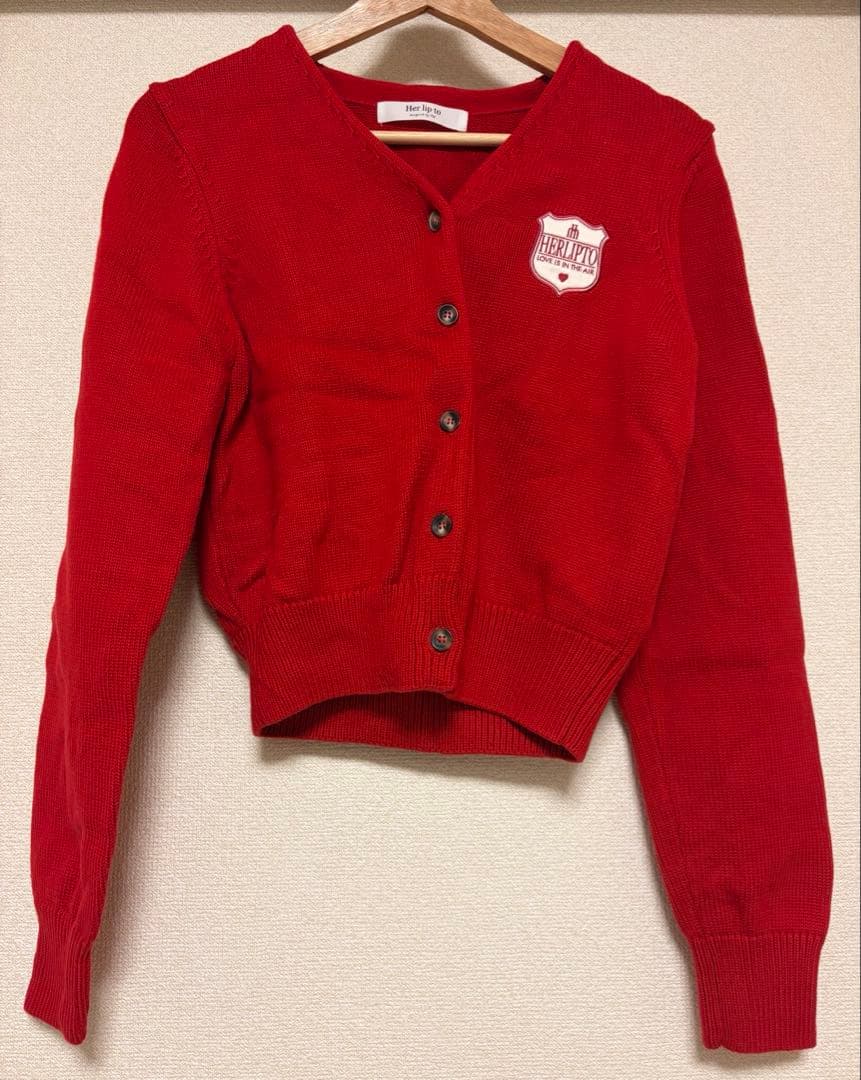 トップス Herlipto Be Mine Emblem Knit Cardigan