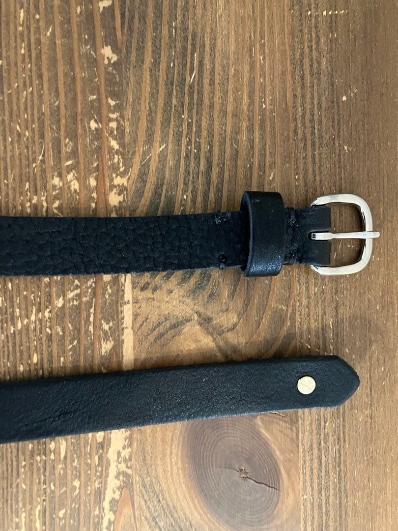 【ハンドメイド】　【オーダーメイド】ナローベルト　シルバーコンチョ　ブラック