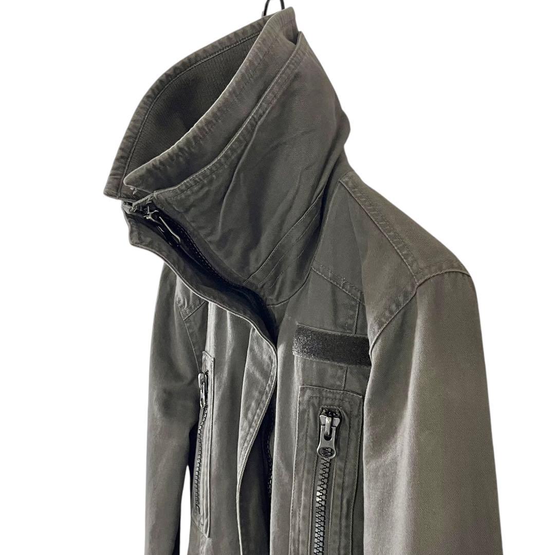 00s y2k グランジ リブ襟 ミリタリー コート 平成ギャル ダブルジップ