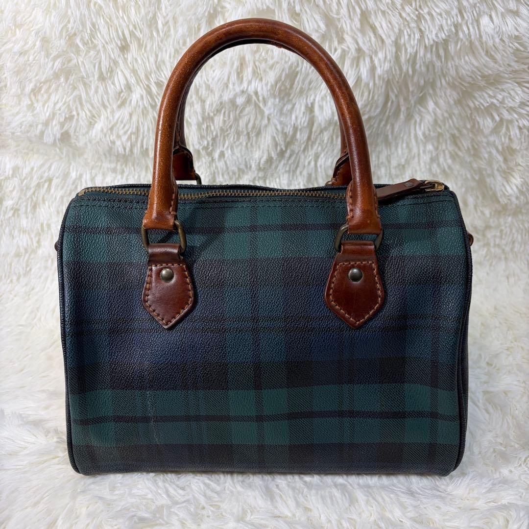 【✨美品✨】 ラルフローレン ミニボストンバッグ チェック柄 グリーン