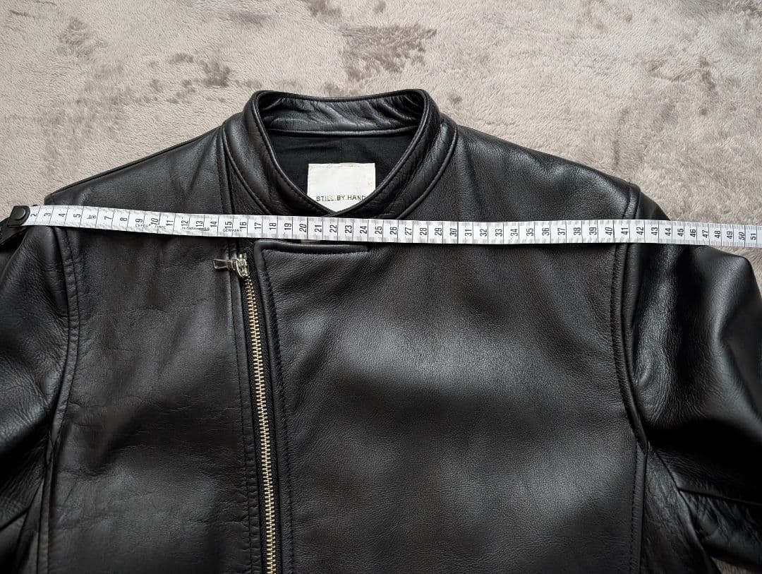 STILL BY HAND ブラックレザーシングルライダースジャケット 46