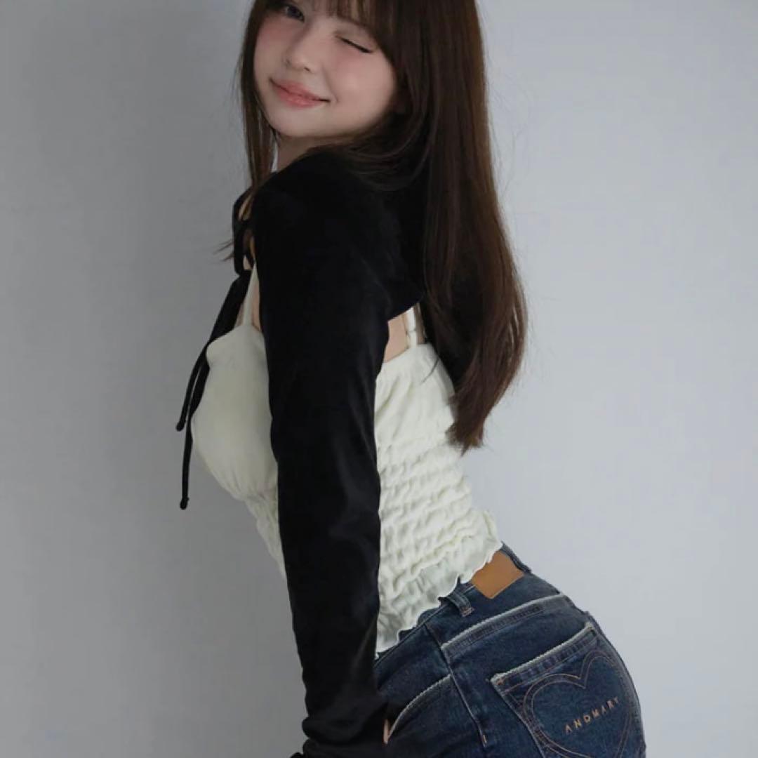 パンツ andmary Heart stitch denim navy blue