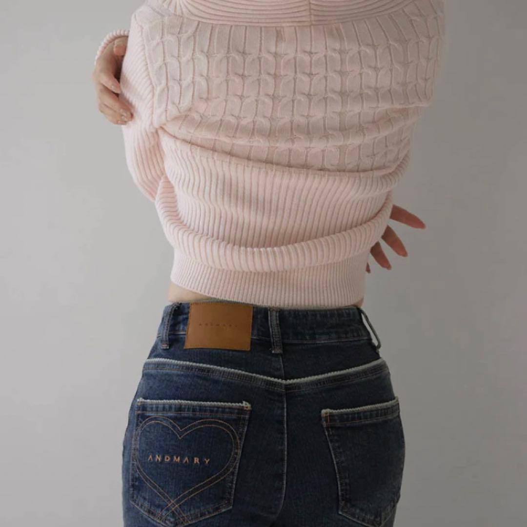 パンツ andmary Heart stitch denim navy blue