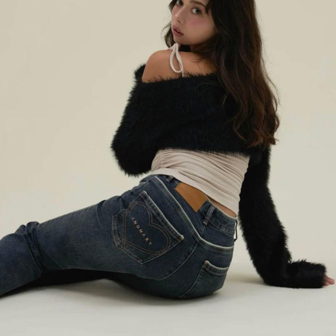 パンツ andmary Heart stitch denim navy blue