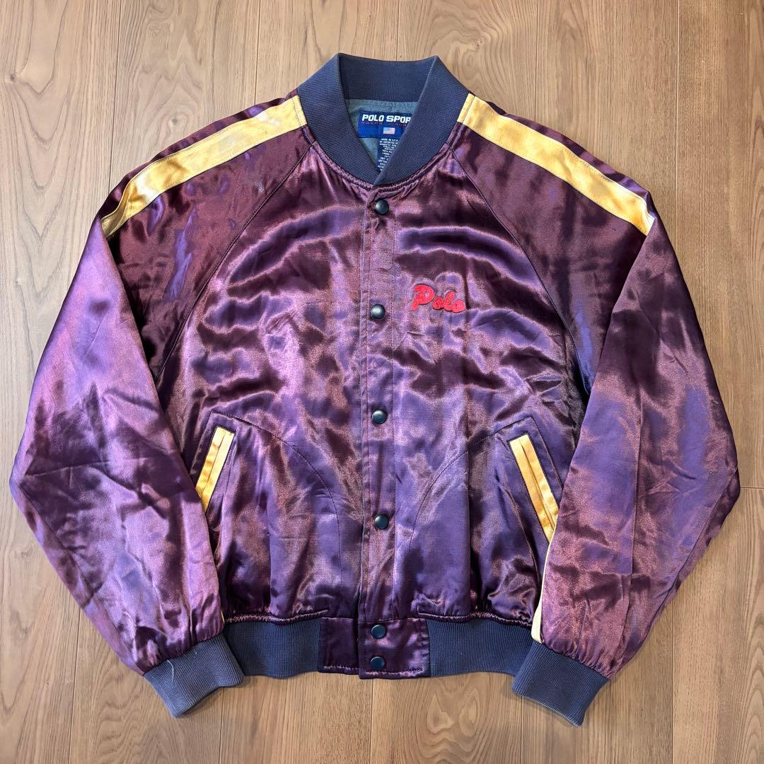 古*】様 美品◎ 90s POLO SPORT サテン スタジャン USA製 ポ