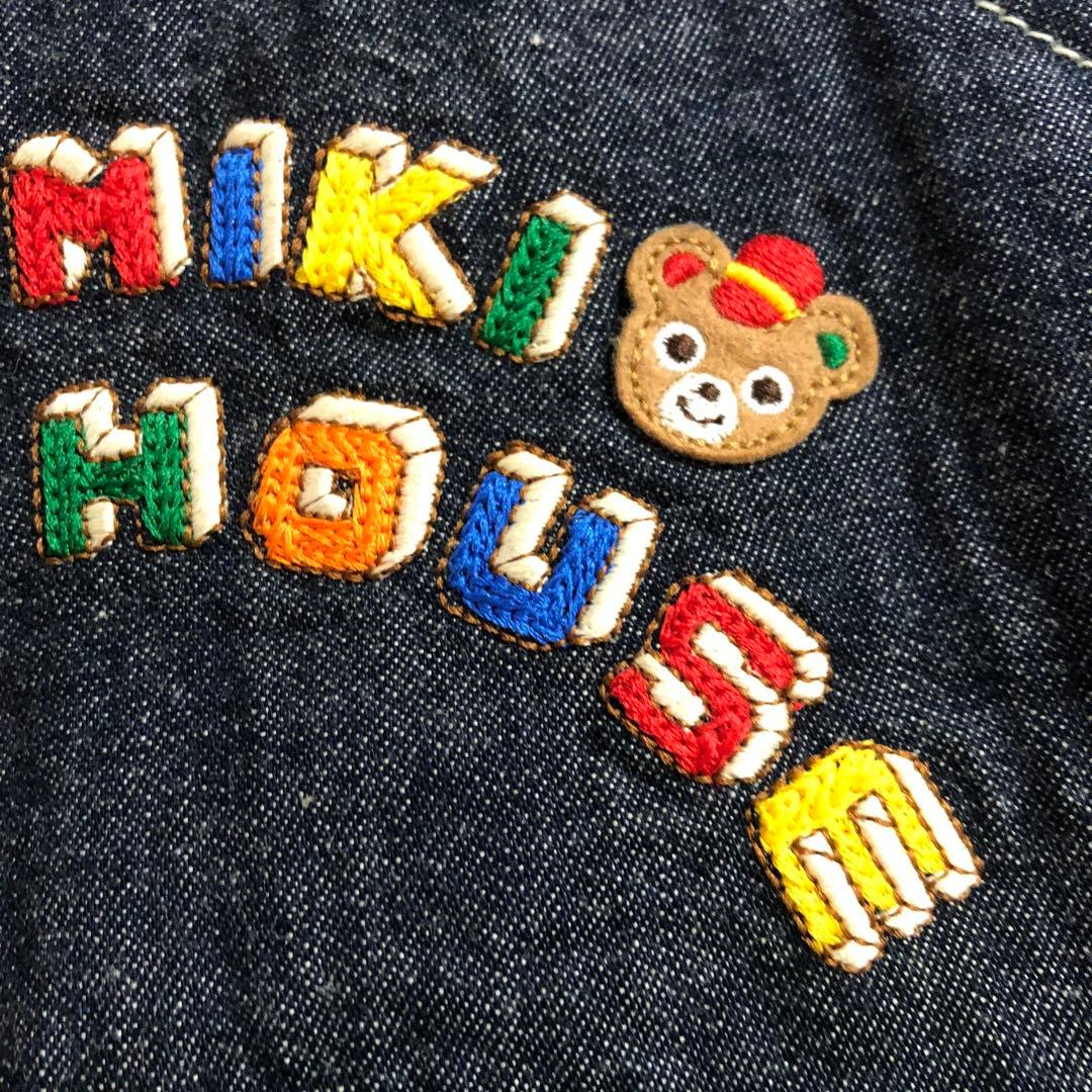 ミキハウス☆新品タグ付きデニムオーバーオール プッチー君☆豪華刺繍☆Bスタンプ