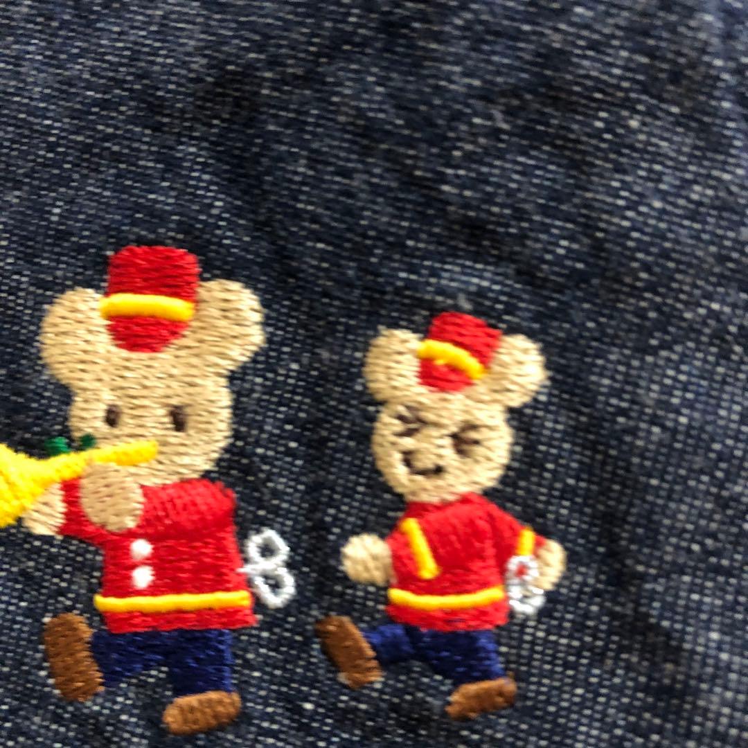 ミキハウス☆新品タグ付きデニムオーバーオール プッチー君☆豪華刺繍☆Bスタンプ