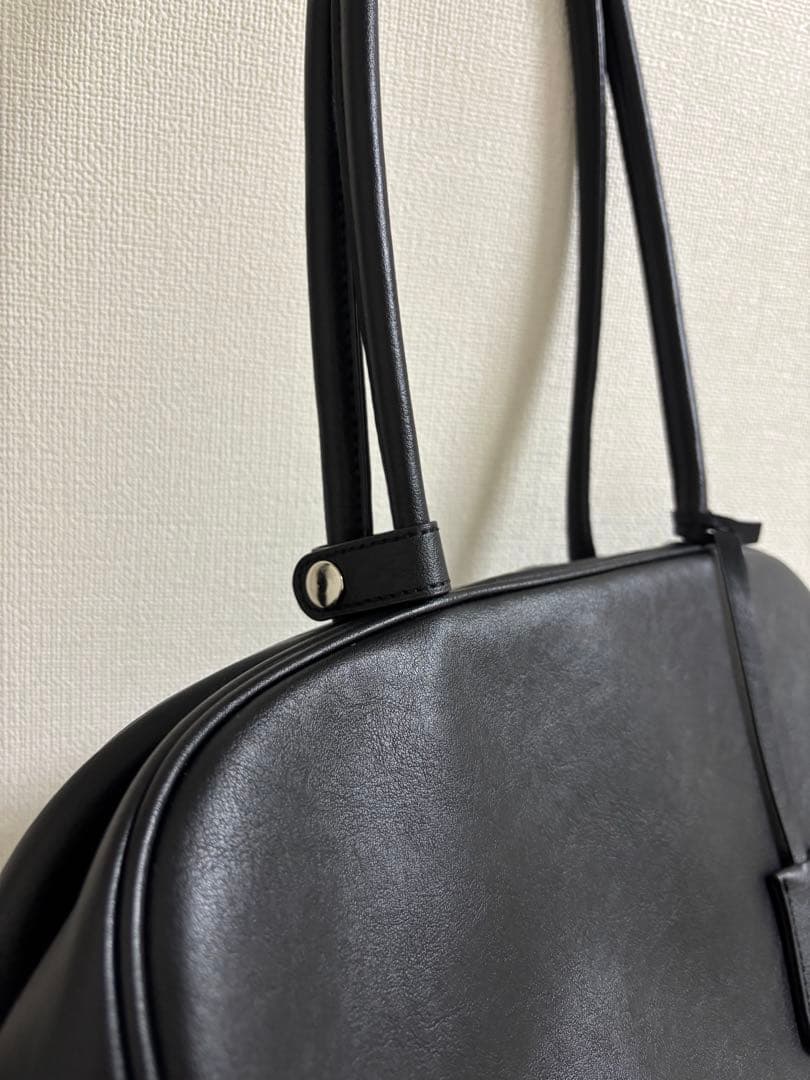 美品 anuke Ecoleather Boston Bagブラック アンヌーク