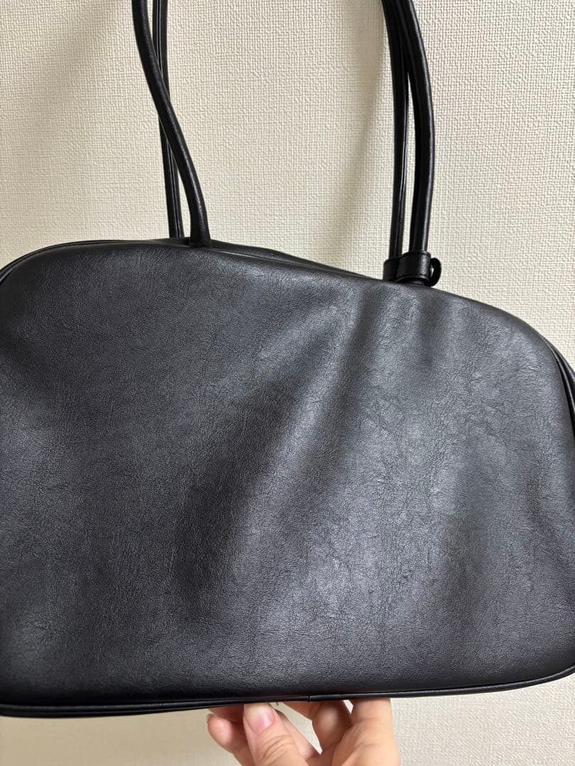 美品 anuke Ecoleather Boston Bagブラック アンヌーク