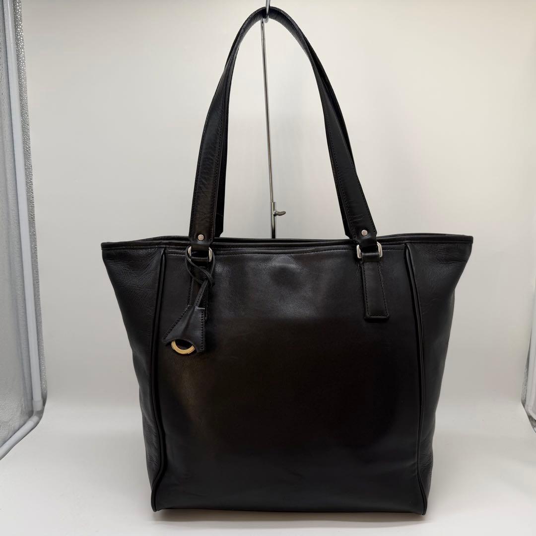 美品　アニアリ　アンティークレザートートバッグ　逆台形　A4サイズ可能　ブラック