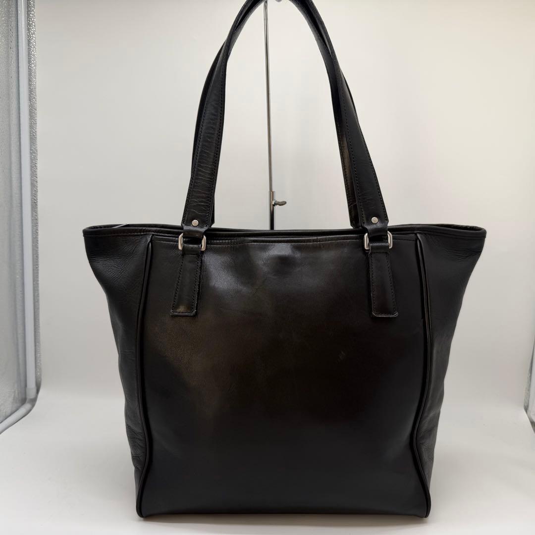 美品　アニアリ　アンティークレザートートバッグ　逆台形　A4サイズ可能　ブラック