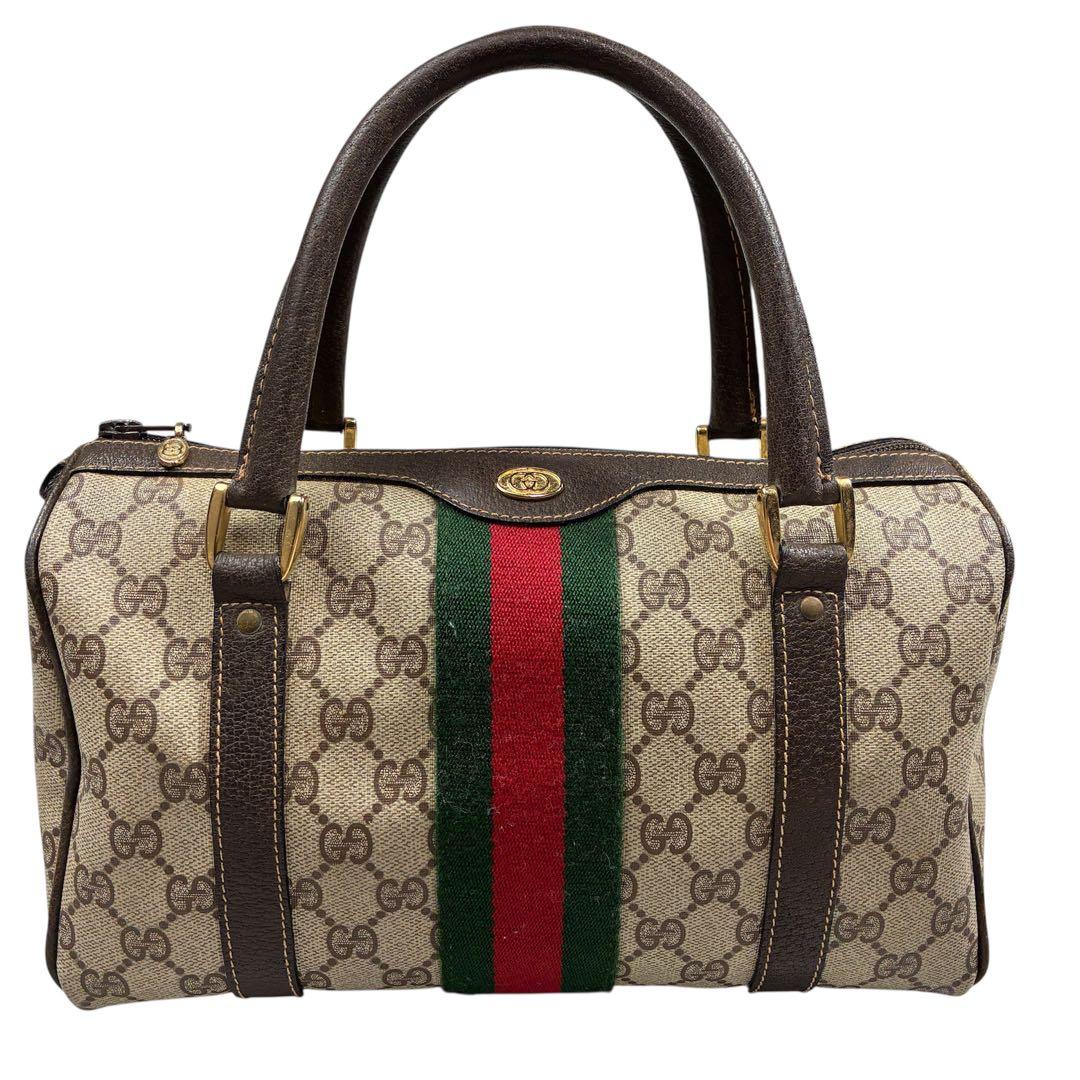 美品✨GUCCI オールドグッチミニボストン シマ シェリーライン