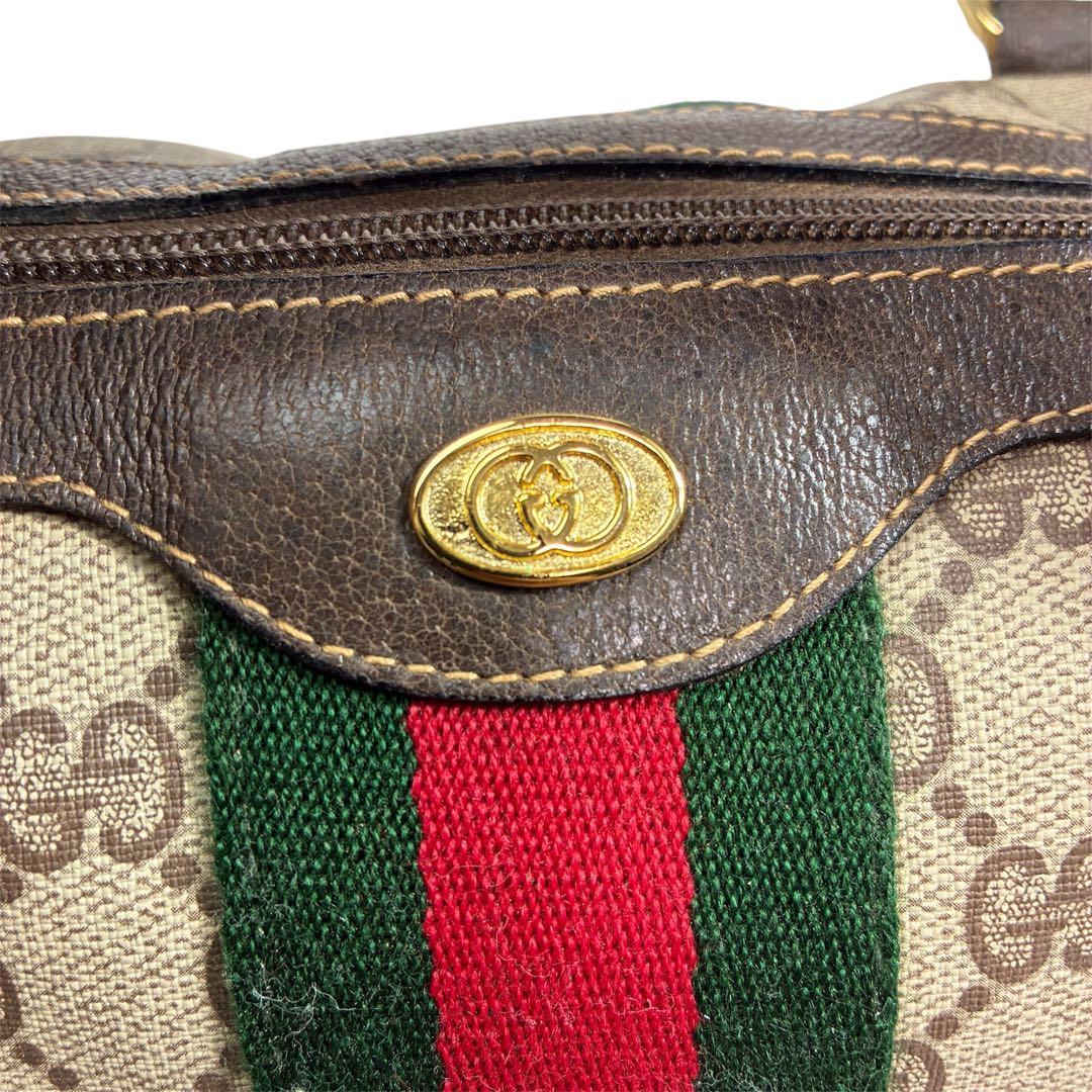 美品✨GUCCI オールドグッチミニボストン シマ シェリーライン