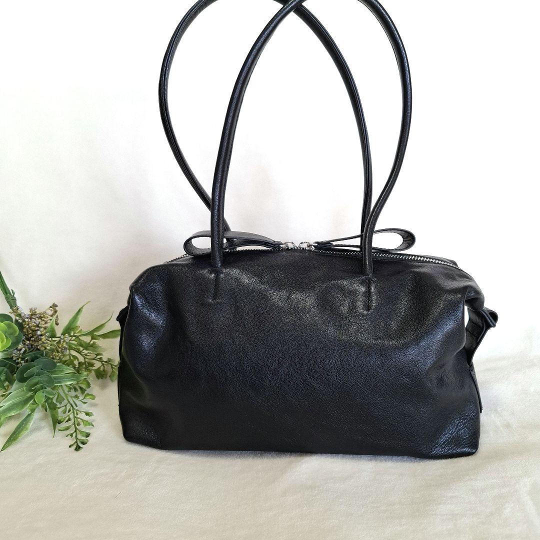 【本革】ear PAPILLONNER ロングハンドルボストンバッグ ブラック