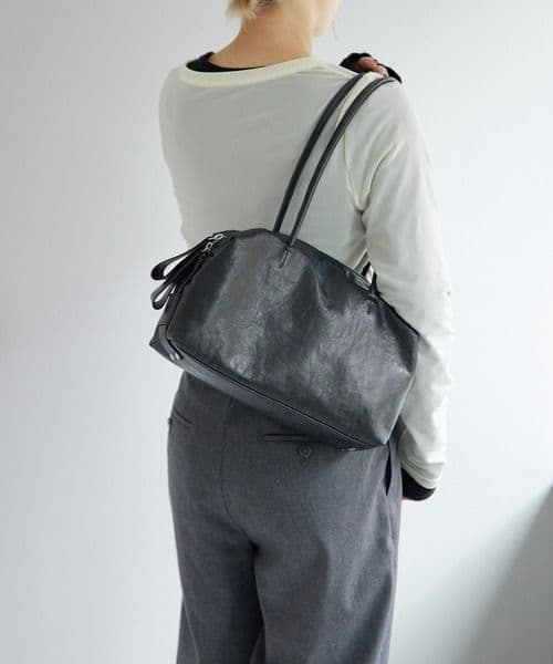 【本革】ear PAPILLONNER ロングハンドルボストンバッグ ブラック