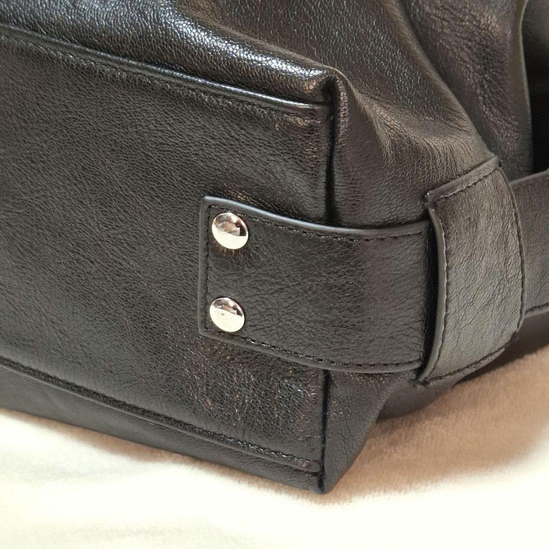 【本革】ear PAPILLONNER ロングハンドルボストンバッグ ブラック