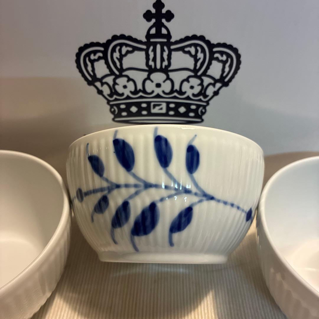   青い葉のボウル 3個セット