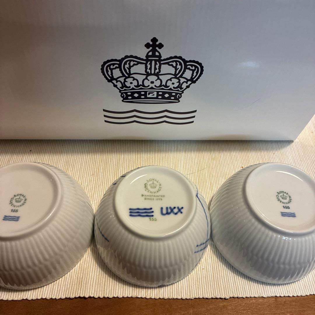   青い葉のボウル 3個セット