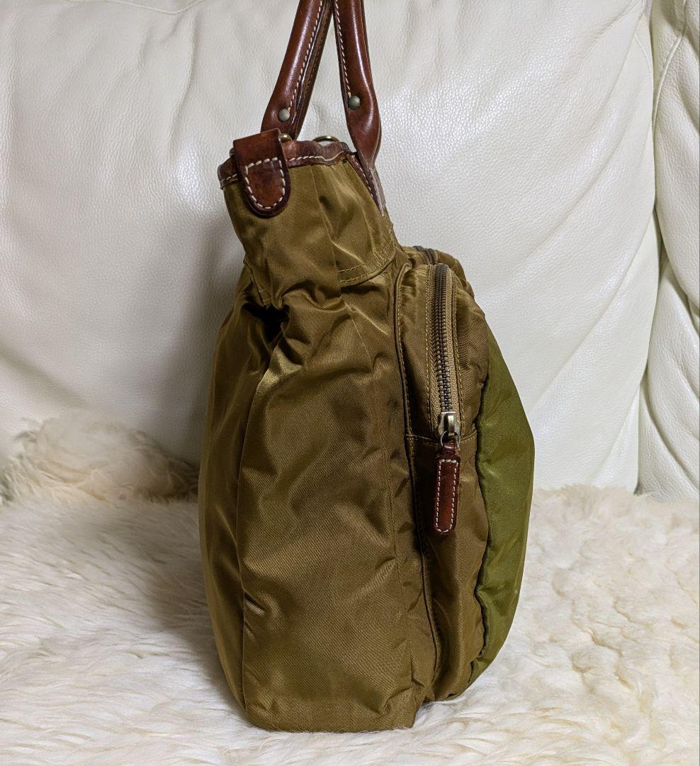 【レア】Felisi フェリージ 大きめビジネスバッグ カーキ2色使い