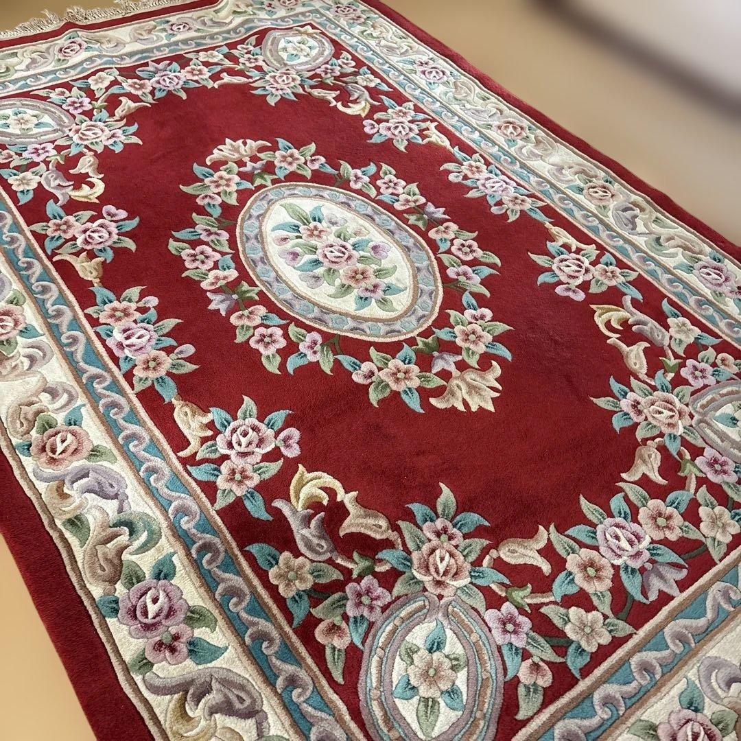 中国段通 花柄 カーペット織物 絨毯 じゅうたん ラグ マット 敷物 インテリア