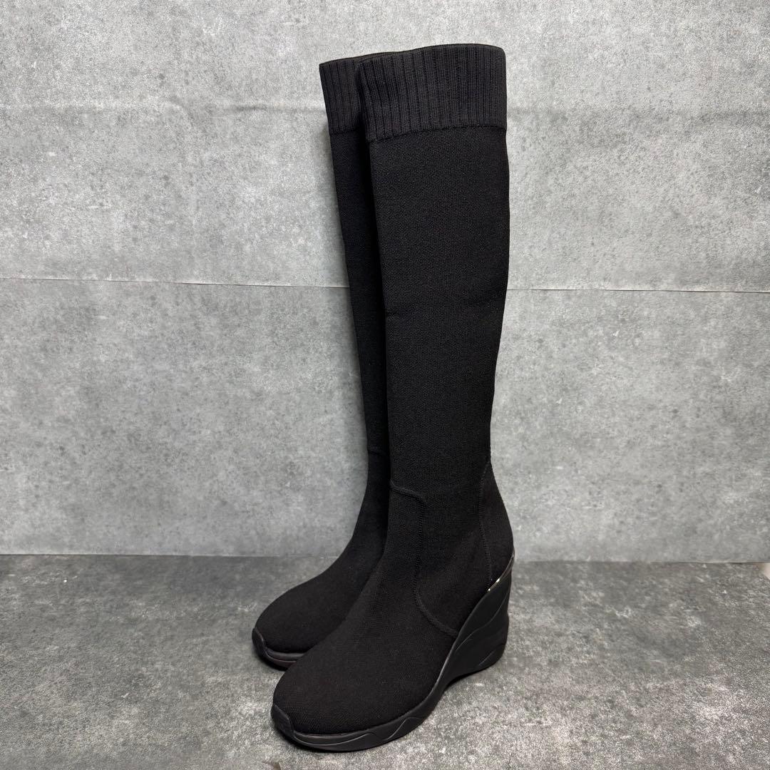 【極美品】＋diana ハイウェッジ ストレッチブーツ　ロングブーツ　23.5