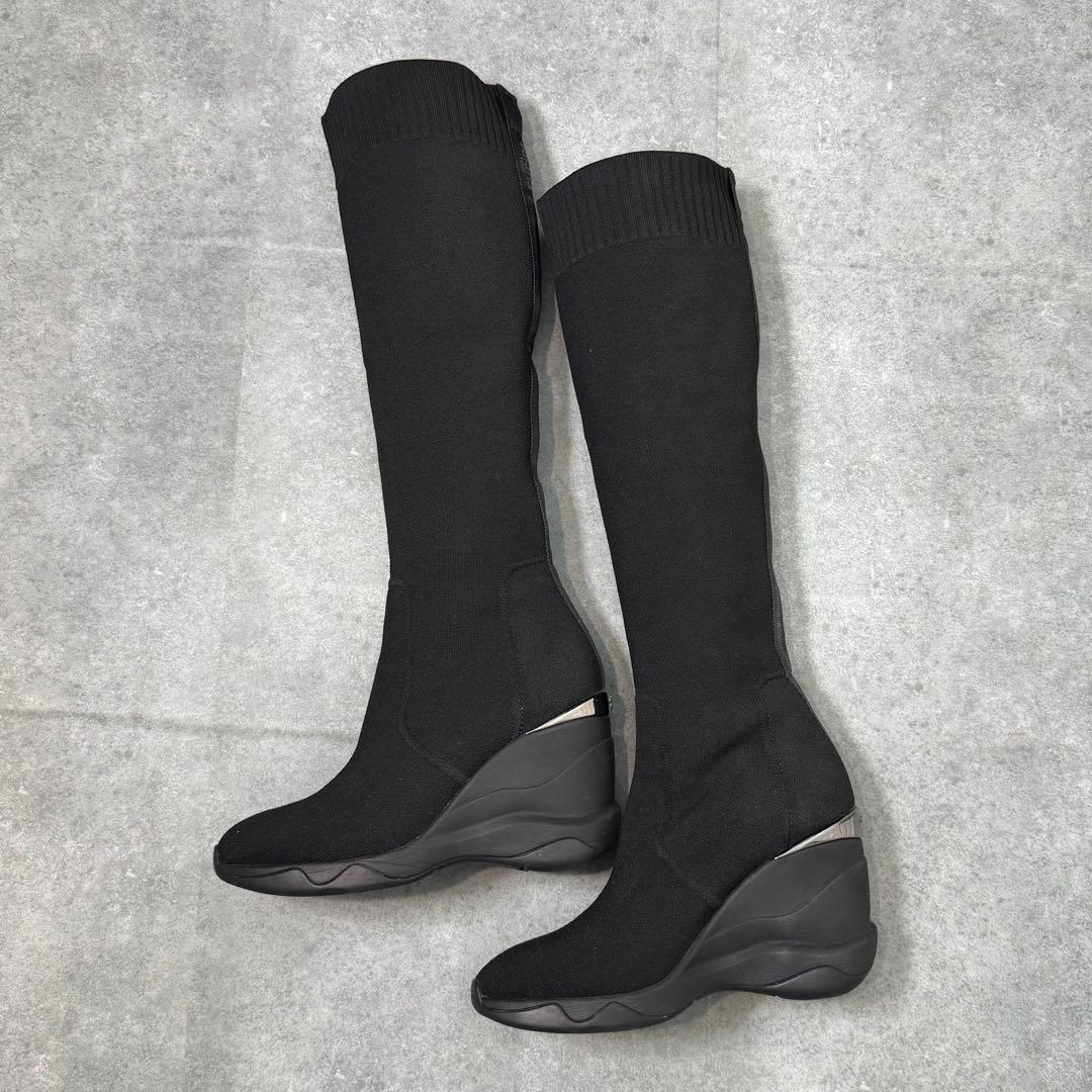 【極美品】＋diana ハイウェッジ ストレッチブーツ　ロングブーツ　23.5