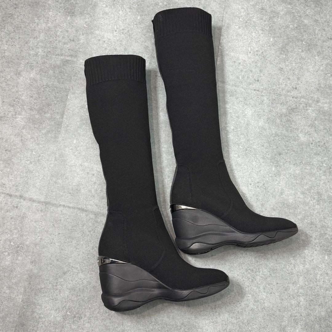 【極美品】＋diana ハイウェッジ ストレッチブーツ　ロングブーツ　23.5