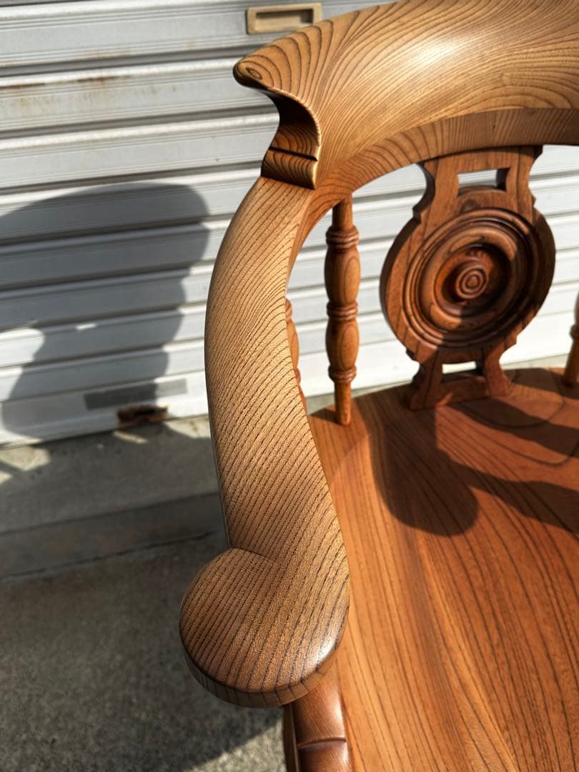 松本民芸家具　大キャプテンチェアー　欅に漆塗り　最上級　ウィンザーチェアー　椅子