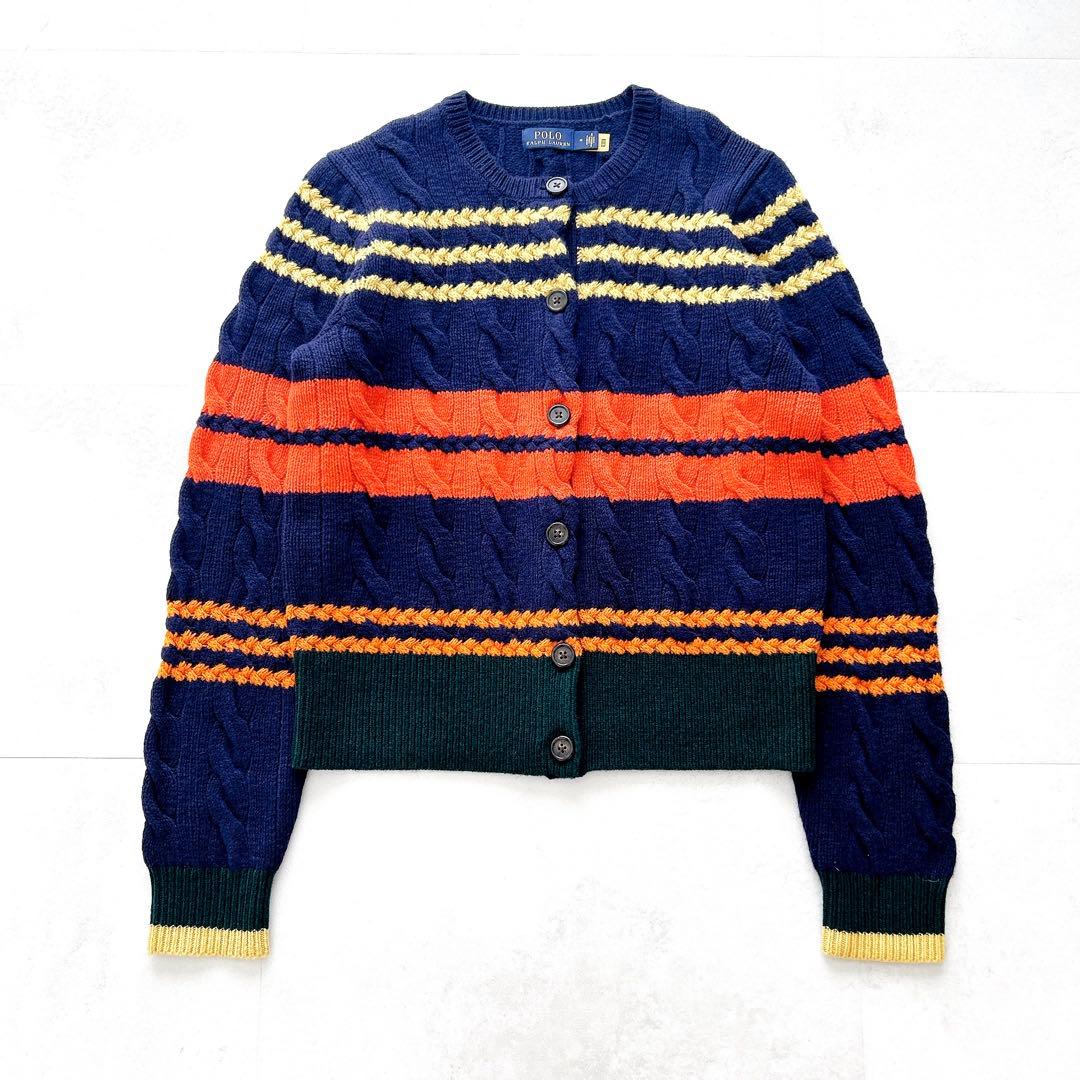 現行✨ポロラルフローレン　カシミヤ混マルチボーダーニットカーディガン芸能人着用M