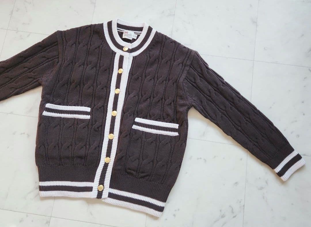 美品 トラディショナルウェザーウェア カーディガン 茶色 ゆったりめ 金ボタン