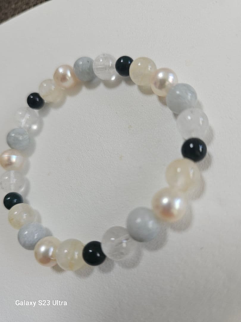 糸魚川青翡翠８mm伊勢志摩８mm山梨県産水晶８mm出雲瑪瑙６mm材料ブレスレット