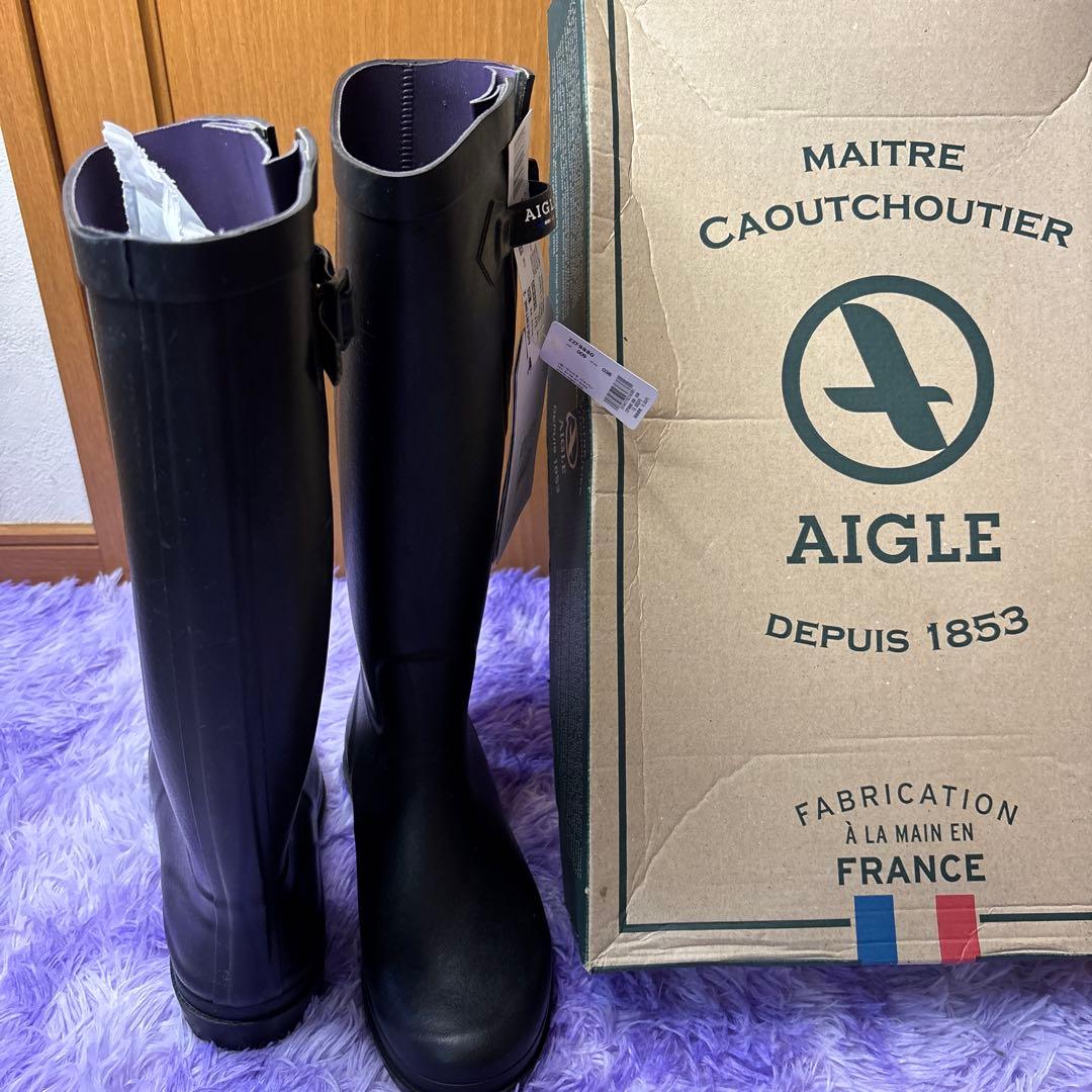 半額‼️AIGLE ブラック レインブーツ
