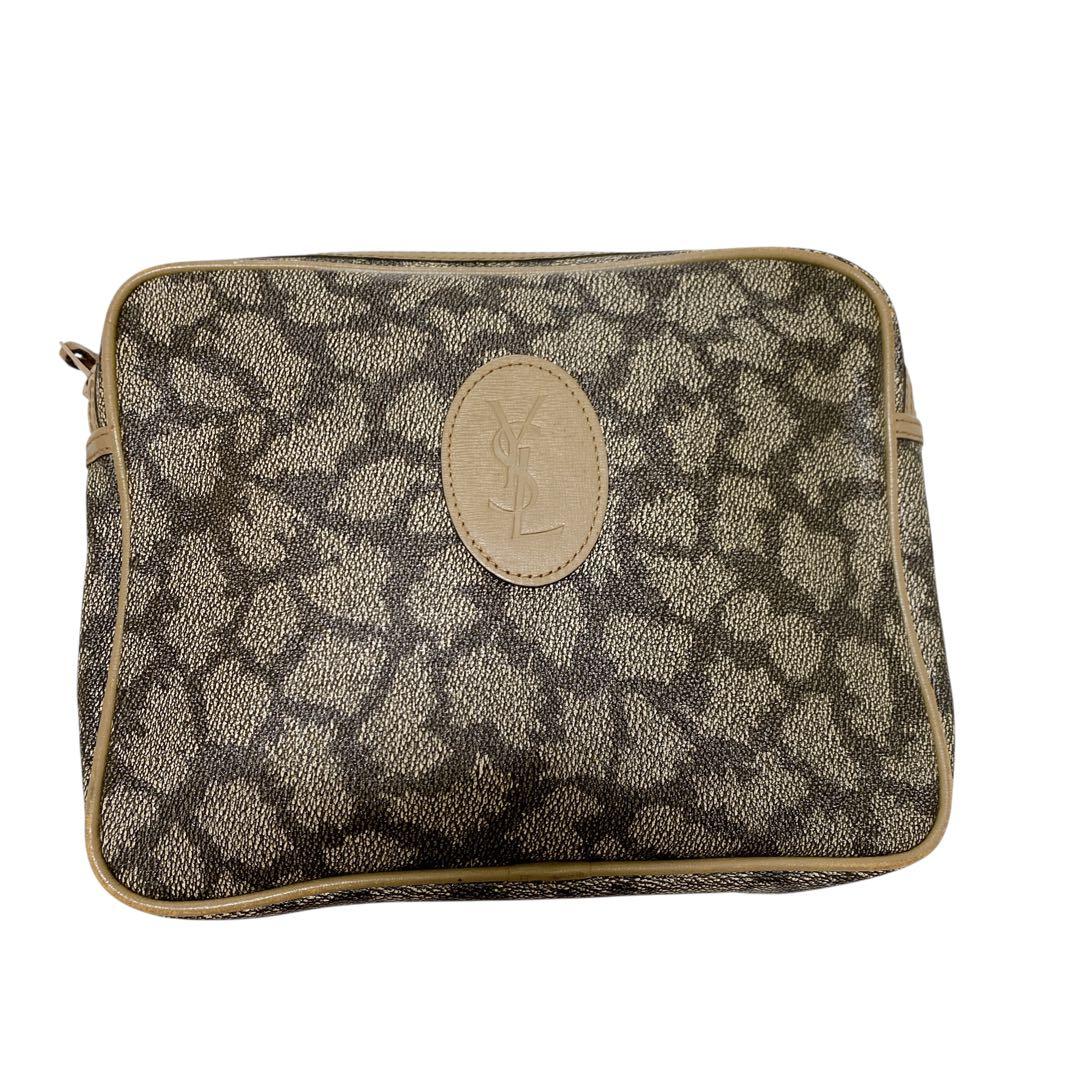 YVES SAINT LAURENT ジラフ柄 ボストンバッグ ポーチ
