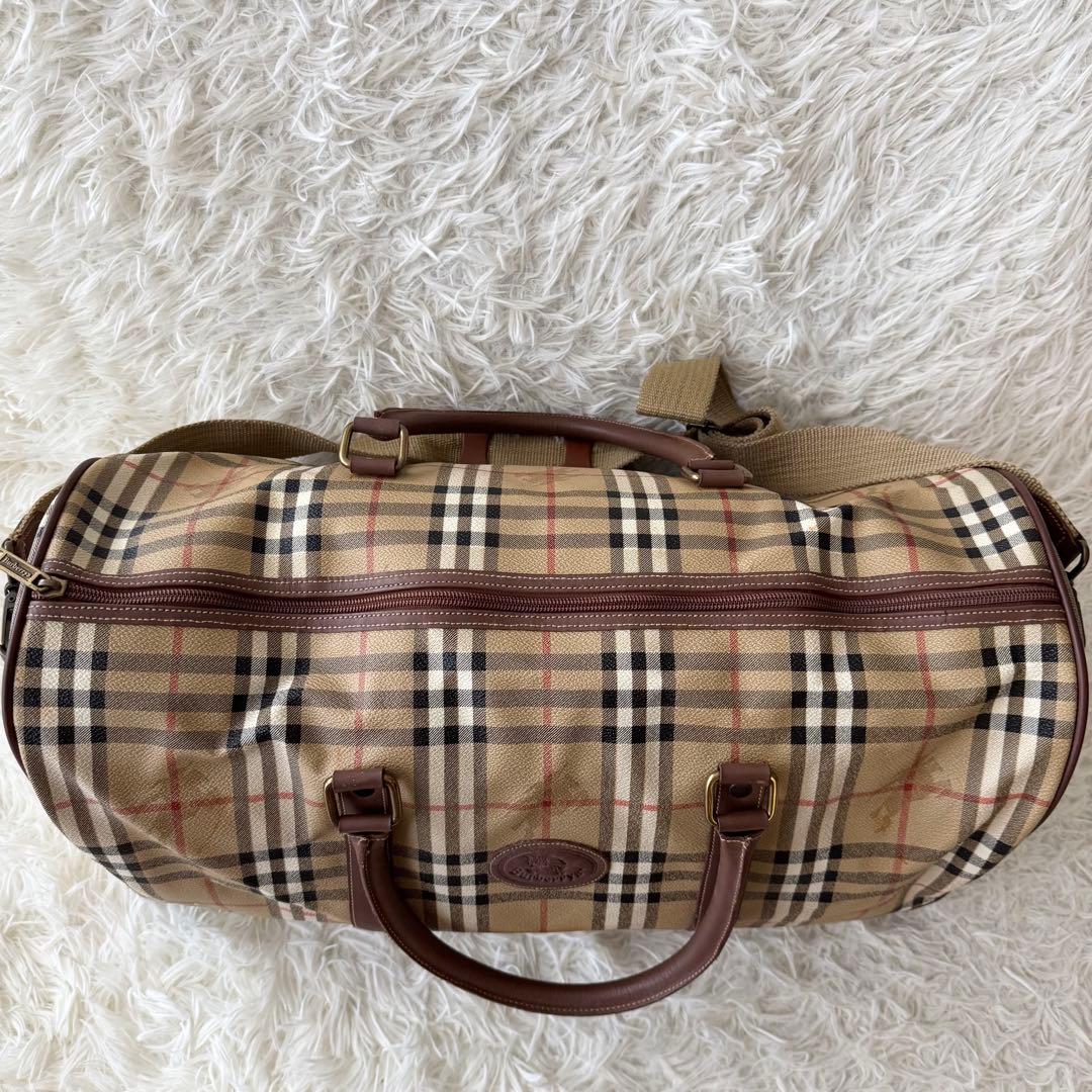 【バーバリー】ボストンバック　大容量 旅行バッグ　ノバチェック pvc　2way