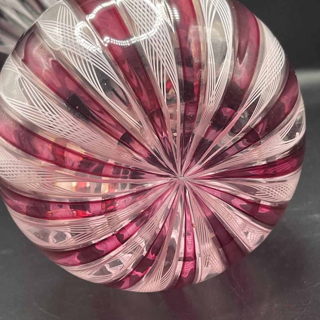 MURANO ムラーノ ベネチアンガラス 約20cmフラワーベース 花瓶 ピンク