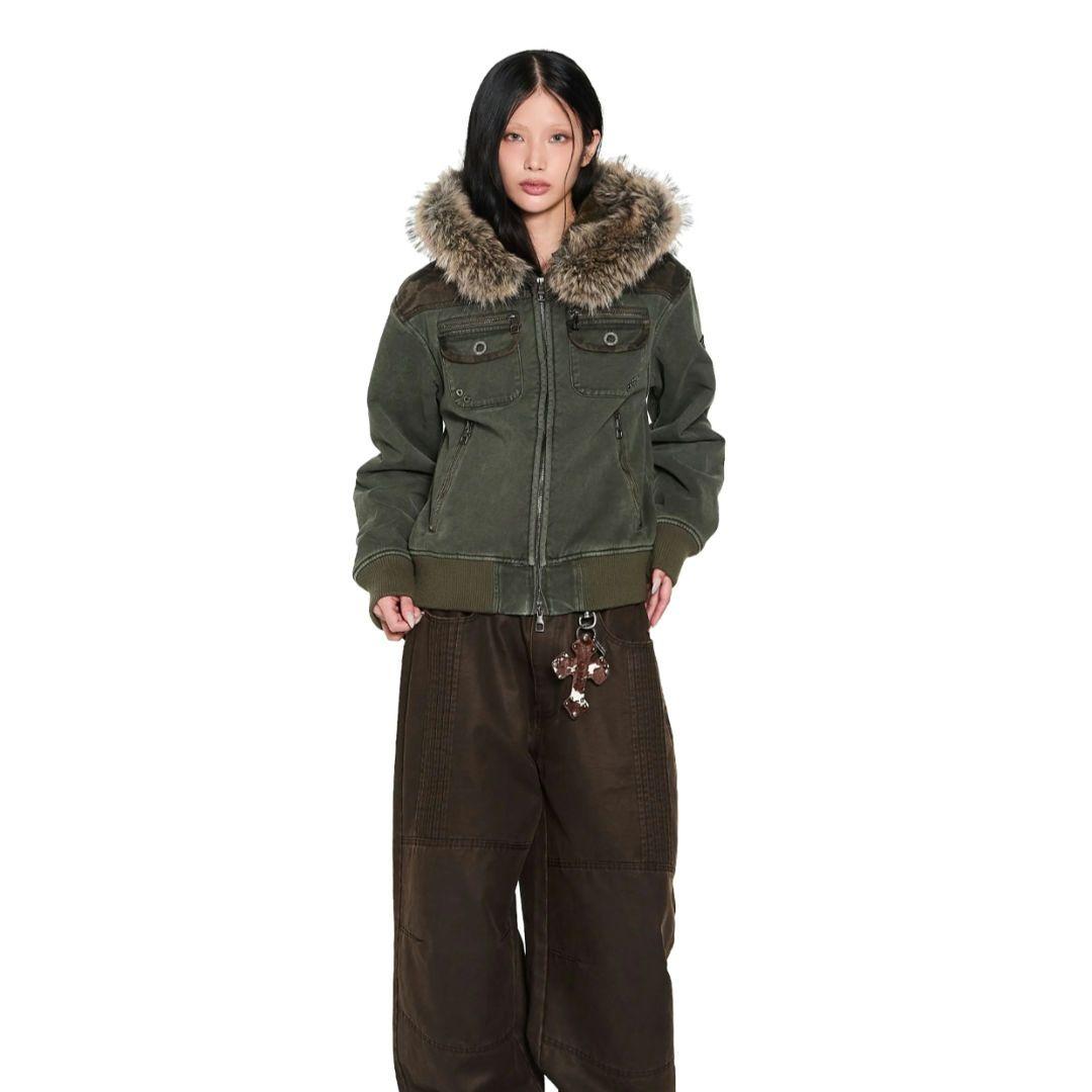 ジャケット・アウター AAKAM Fur Camo Contrast Jacket (Khaki)