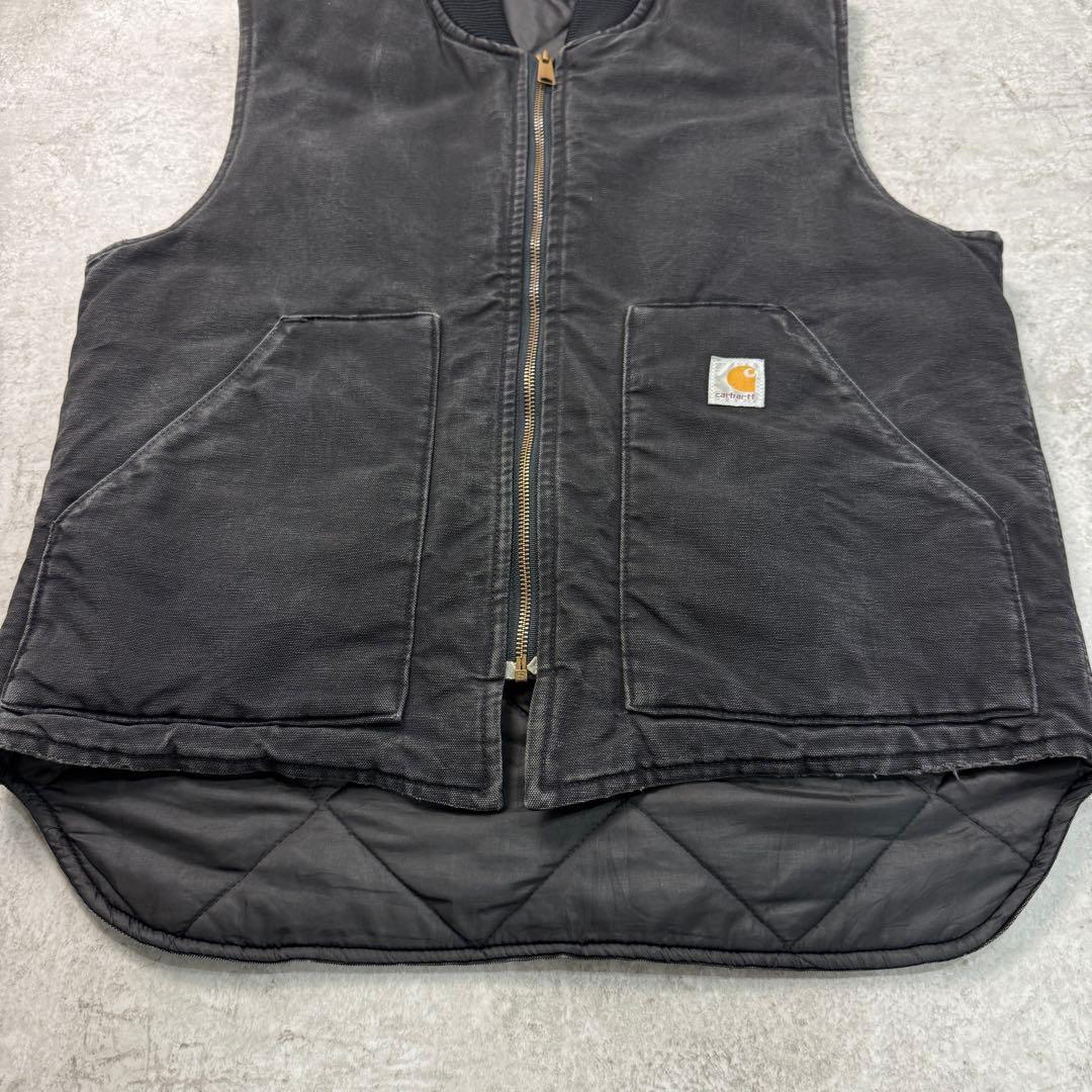 はく様カーハート【L】 USA製90s ダックベスト 腰ゴム フェード 雰囲気◎