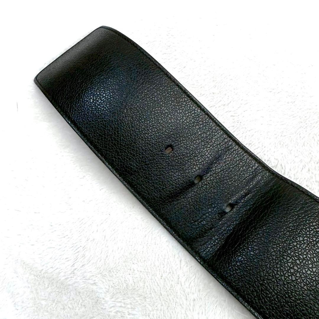 ブルガリ レザー ベルト 黒 太ベルト 本革BVLGARI