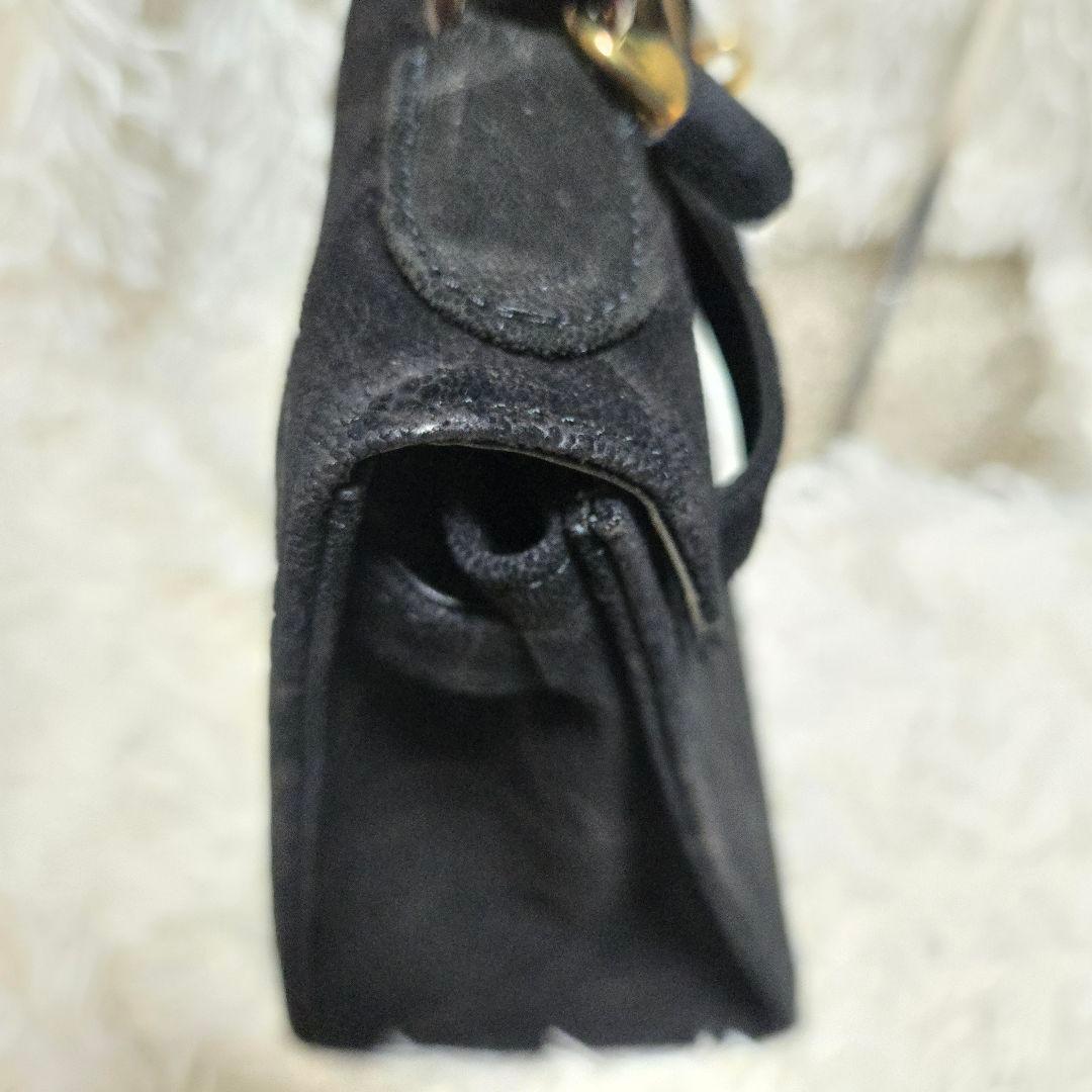 希少 エレファント レザー ブラック グレー 象 ハンドバッグ カデナ　ゴールド