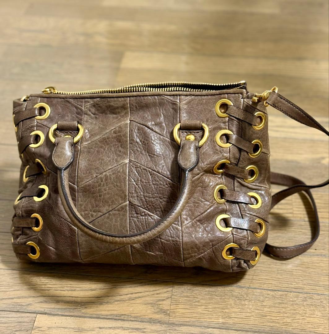 MIU MIU ブラウンレザートートバッグ美品