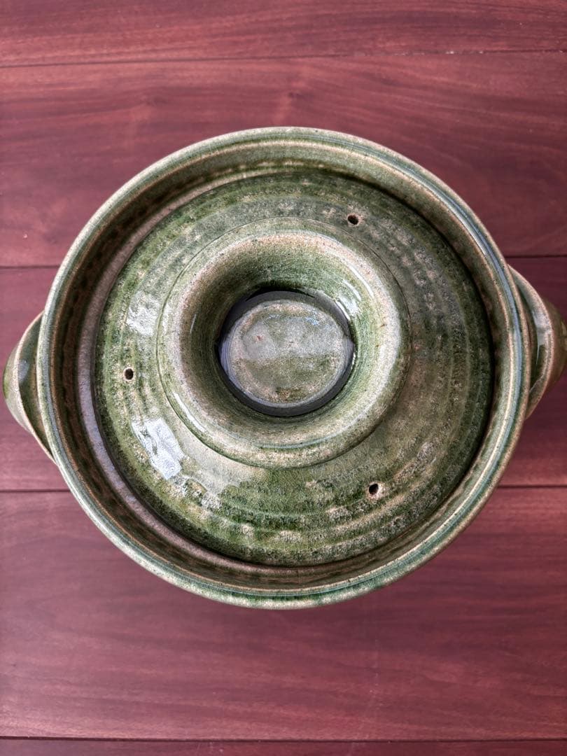 【未使用】カネフサ製陶　ごはん鍋大　織部