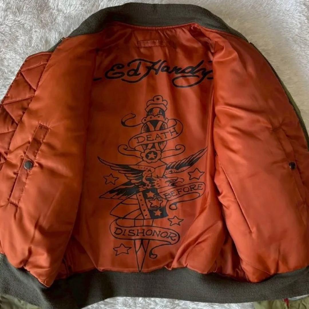 ド派手デザイン✨エドハーディー スカジャン MA-1 刺繍 ワッペン ロゴ トラ